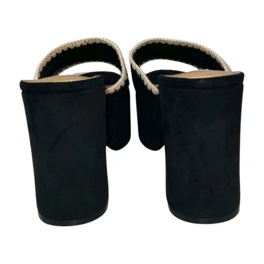 Nine West Yickie Slip-on Round Toe Wedge Sandals Black Size 10M